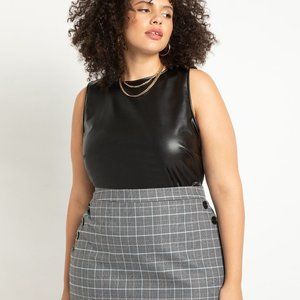 Knit Faux Leather And Jersey Bodysuit - Size 18/20